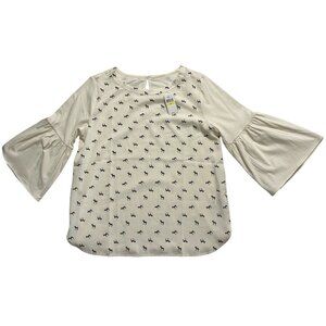 Van Heusen Blouse‎ Zebras 3/4 Sleeve Medium
